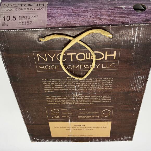 NYC Tough Boots Co Mens 10.5 Steel Toe Brown Leather Work Safety Waterproof NWT main image 5